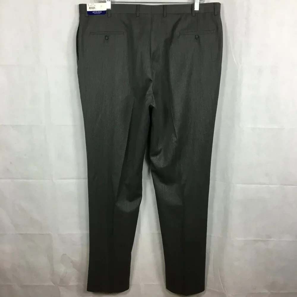 NWT Austin Reed Pants Mens‎ Sz 44 Gray Super 100s Wool Trouser Dress *Unhemmed